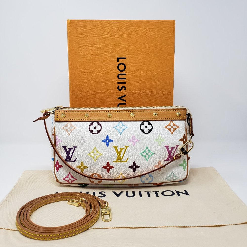 SOLD! Louis Vuitton Monogram Multicolor White Pochette Accessoires